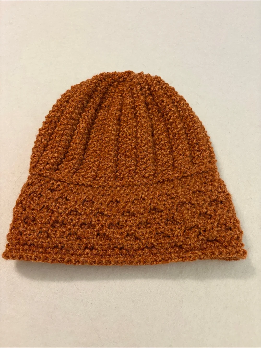 Handmade beanie, copper color